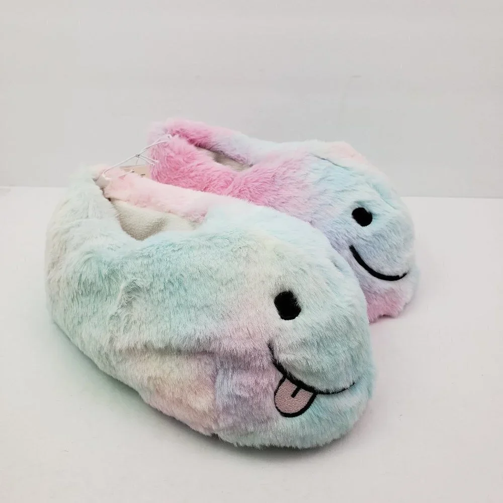 NEW Old Navy Girls Size XL 3-4 Critter Smile Slip On Fuzzy Comfort Slippers